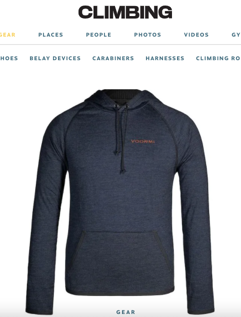 Climbing Magazine Features the Treeline Hoodie