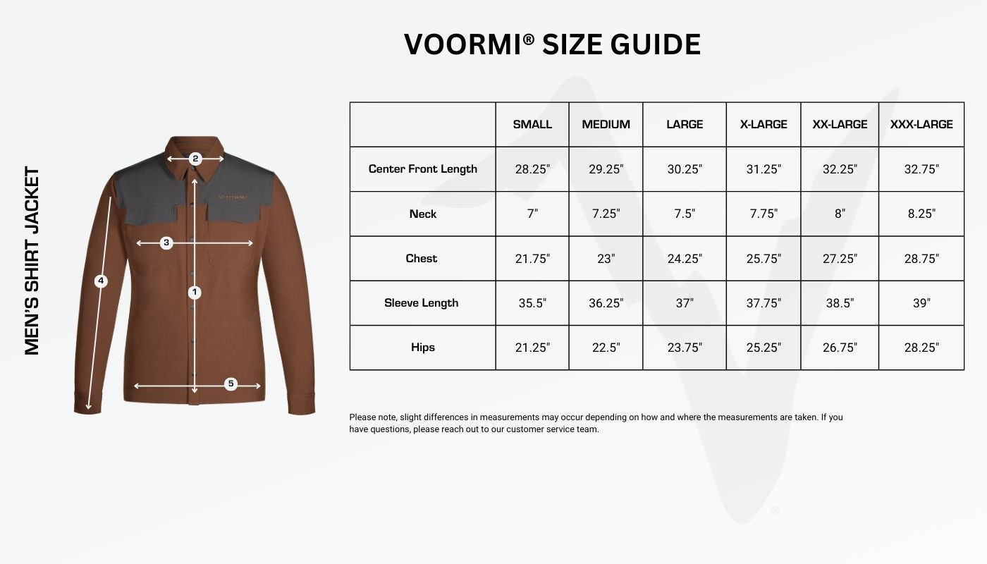 Shirt Jacket Size Guide Diagram